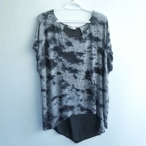 SOLD LUSH Boho Grey Black Flowy Tie-dye Top